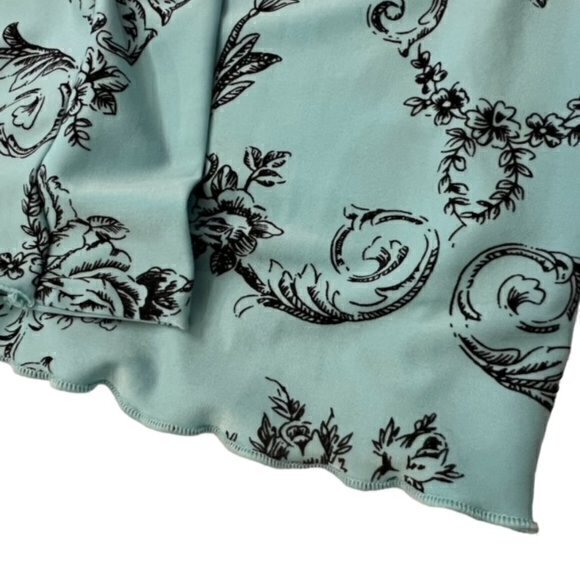 Beautiful Teal Black Floral Robe Linea Donatella S/M COTTAGECORE Shabby Chic EUC - Picture 10 of 13